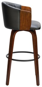 ENZO Σκαμπό Bar Καρυδί, Pu Μαύρο 50x50x78/103cm
