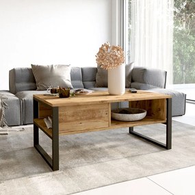 Τραπέζι σαλονιού Honora pakoworld oak-μαύρο 100x60x44,5εκ (1 τεμάχια)