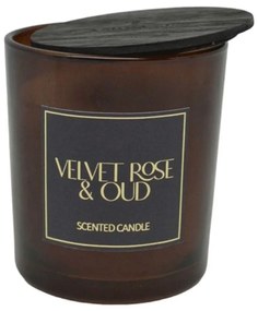 Αρωματικό Κερί Σε Δοχείο Velvet Rose & Oud 833207 7x7x7,8cm Dark Brown Ankor Glass