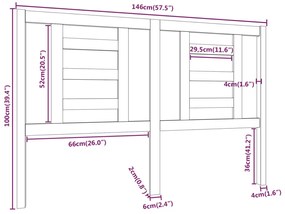 vidaXL Κεφαλάρι Κρεβατιού 146 x 4 x 100 εκ. από Μασίφ Ξύλο Πεύκου