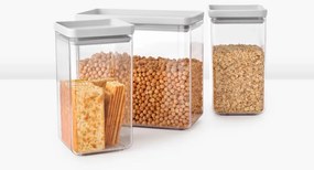Κουτιά αποθήκευσης Brabantia Tasty+ Stackable 1008880, 2x1.6l+1x3.5l, BPA-free, Στεγανό κλείσιμο, Ανοιχτό γκρι