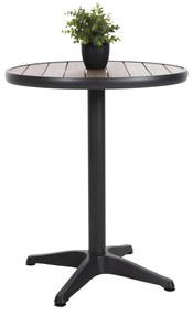 ALUMINUM ROUND TABLE ALEXA  ANTHRACITE-POLYWOOD TOP IN NATURAL COLOR Φ60x73Hcm.