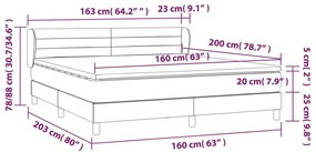 vidaXL Κρεβάτι Boxspring με Στρώμα Σκούρο Γκρι 160x200 εκ Υφασμάτινο
