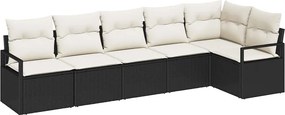 vidaXL Σετ Καναπέ 6 pcs Μαύρο συνθετικό ρατάν
