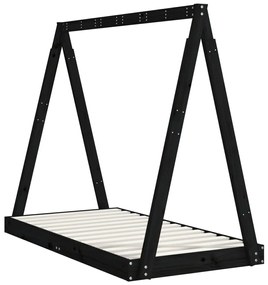 vidaXL Πλαίσιο Κρεβατιού Μαύρο70 x 140 εκ. από Μασίφ Ξύλο Πεύκου