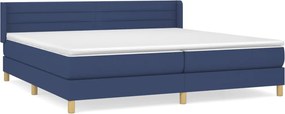 vidaXL Κρεβάτι Boxspring με Στρώμα Μπλε 200x200 εκ. Υφασμάτινο