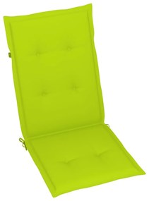 Καρέκλες Κήπου 6 τεμ. Μασίφ Ξύλο Teak με Φωτ. Πράσινα Μαξιλάρια - Πράσινο