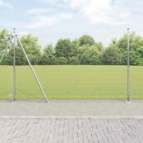 vidaXL Φράχτης με Στήλες. Ασημί 1.4 x 10 m Ατσάλι