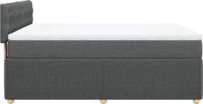 vidaXL Κρεβάτι Boxspring με Στρώμα Σκούρο Γκρι 140x200 εκ Υφασμάτινο