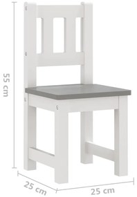 Παιδικό Σετ Τραπέζι με Καρέκλες 3 τεμ. Λευκό και Γκρι MDF - Λευκό