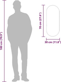 vidaXL Καθρέφτης Τοίχου Οβάλ Ασημί 70 x 30 εκ.