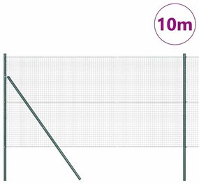 vidaXL Φράκτης με Στυλό Πράσινο 10 x 1 μ