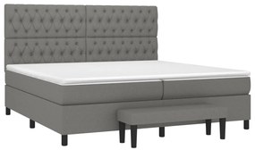 vidaXL Κρεβάτι Boxspring με Στρώμα Σκούρο Γκρι 200x200 εκ. Υφασμάτινο