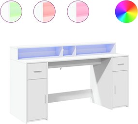vidaXL Γραφείο με LED Λευκό 160x55x91 εκ. από Επεξεργασμένο Ξύλο