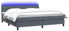 vidaXL Κρεβάτι Boxspring με Στρώμα Σκούρο Γκρι 200x210 εκ. Βελούδινο