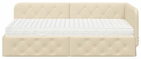 vidaXL Κρεβάτι Γωνίας με στρώμα με κεφαλάρι Κρεμ 90 x 190 cm ύφασμα