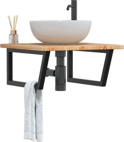 vidaXL Ράφι Νιπτήρα Τοίχου από Ατσάλι / Μασίφ Ξύλο Δρυός