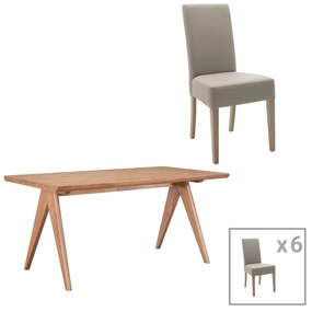 Intrahome Τραπεζαρία ROCKYA-Winslow B Intrahome σετ 7τμχ ξύλο rubberwood σε ανοιχτό καρυδί χρώμα 180x85x75εκ | SKU: INTRAPA-311112169