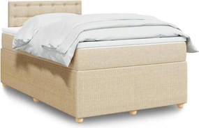 vidaXL Κρεβάτι Boxspring με Στρώμα Κρεμ 120x190 εκ. Υφασμάτινο