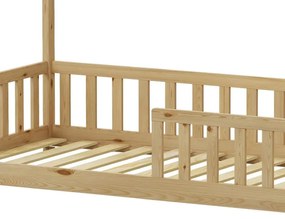 Κρεβάτι παιδικό Callan τύπου Montessori με κιγκλίδωμα ξύλο πεύκου φυσικό 90x190 εκ. 97x190x140.5 εκ.
