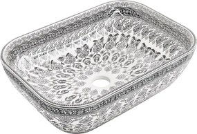 Mexen Rita νεροχύτης επιτραπέζιος 45 x 32 cm, λευκός/μαύρο σχέδιο - 21084586