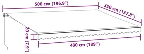 Τέντα Πτυσσόμενη Χειροκίνητη με LED Μπορντό 500x350 εκ. - Κόκκινο