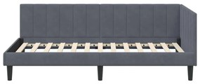 vidaXL Κρεβάτι Γωνίας με κεφαλάρι Σκούρο γκρι 100 x 200 cm Βελούδο