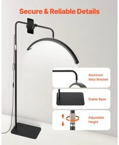 Half Moon Light for Esthetician 23inch Dimmable LED Floor Lamp Lash Light Arched