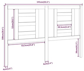 vidaXL Κεφαλάρι Κρεβατιού Λευκό 141 x 4 x 100 εκ. Μασίφ Ξύλο Πεύκου