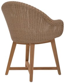 Καρέκλα - Πολυθρόνα Solso σκελετός αλουμινίου με teak πόδι σε Φυσικό και κρεμ μαξιλάρι 62x58x78 εκ. 62x58x78 εκ.