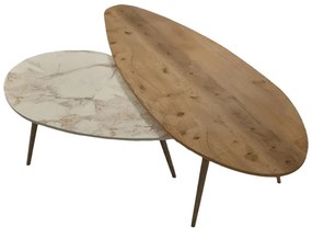 Τραπέζι σαλονιού Monty pakoworld 2 τεμ σε απόχρωση φυσικό-μπεζ μαρμάρου 116x46x46εκ