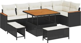 vidaXL Σετ Καναπέ Κήπου 9 pcs Μαύρο συνθετικό ρατάν