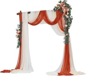 VEVOR Artificial Wedding Arch Flowers Kit Orange With 2 Pcs Flowers 3 Pcs Drapes