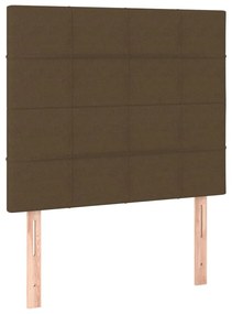 vidaXL Κρεβάτι Boxspring με Στρώμα &amp; LED Σκ.Καφέ 100x200 εκ Υφασμάτινο