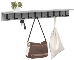 vidaXL Τοίχου Κρεμάστρα με ράφι Γκρι sonoma 100 x 10.5 x 10.5 εκ