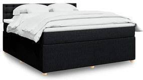 vidaXL Κρεβάτι Boxspring με Στρώμα Μαύρο 180x200 εκ. Υφασμάτινο