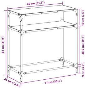 ΤΡΑΠΕΖΙ ΚΟΝΣΟΛΑ ΕΠΙΦΑΝΕΙΑ ΜΑΥΡΟ ΓΥΑΛΙ 80 X 35 X 81 ΕΚ. ΑΤΣΑΛΙ 846025