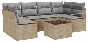 vidaXL Σετ Καναπέ Κήπου με μαξιλάρι με αποθήκευση 7 pcs Μπεζ και Γκρι