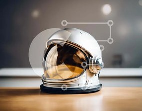 Intra Συλλεκτικό Ξύλινο Παζλ Plywood 4mm - Κράνος αστροναυτών σε ξύλινο τραπέζι Σε Ξύλινο Κουτί - Διαστάσεις Puzzle: 10x10 cm – 25 κομμάτια