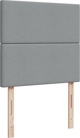vidaXL Κρεβάτι Boxspring με Στρώμα Ανοιχτό Γκρι 90x190 εκ. Υφασμάτινο