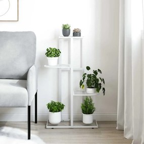 vidaXL Ανθοστήλη 4 Επιπέδων Λευκή 43 x 22 x 76 εκ. Μεταλλική