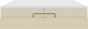 vidaXL Οθωμανικό Κρεβάτι με Στρώματα Κρέμα 200x200cm Ύφασμα