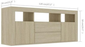 Έπιπλο Τηλεόρασης Sonoma Δρυς 120 x 30 x 50 εκ. από Επεξ. Ξύλο - Καφέ