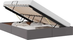 vidaXL Κρεβάτι Οθωμανικού Τύπου Γκρι 140 x 190 cm Τεχνητό Δέρμα