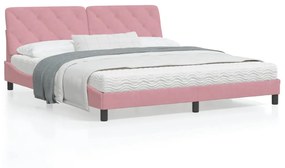 Πλαίσιο Κρεβατιού με Κεφαλάρι Ροζ 180x200 εκ. Βελούδινο