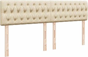 vidaXL Κρεβάτι Boxspring με Στρώμα Κρεμ 200x200 εκ. Υφασμάτινο