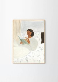 Πόστερ, Isabelle Vandeplassche, Morning Read  (50x70) cm, Λευκο/Απαλό Γαλάζιο Sustainable Paper, THE POSTER CLUB