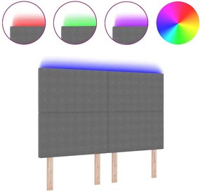vidaXL LED κεφαλάρι με κεφαλάρι Ανοιχτό γκρι 144 cm Πολυεστέρας