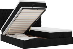 vidaXL Οθωμανικό Κρεβάτι με Στρώματα Μαύρο 200x200cm Ύφασμα
