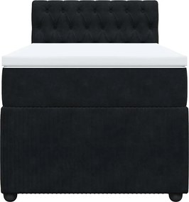 vidaXL Κρεβάτι Boxspring με Στρώμα Μαύρο 80 x 200 εκ. Βελούδινο